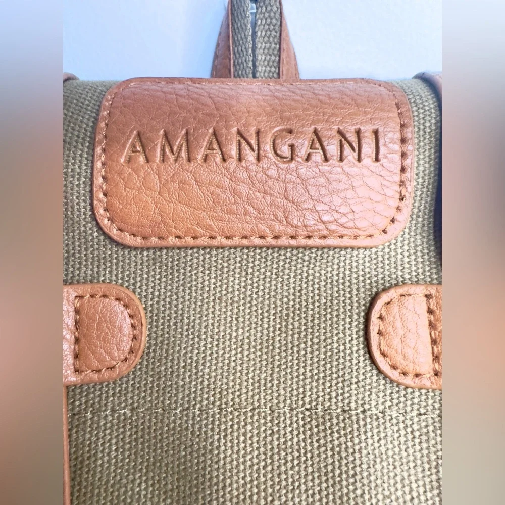 Amangani Exclusive Canvas and Vegan Leather Backpack NWOT